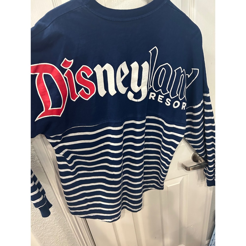 Disney Spirit Jersey Blue Striped Disneyland Resort Long Sleeve Shirt M
